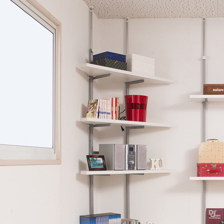 突っ張りコーナーラック幅90cm棚板2枚壁面収納日本製