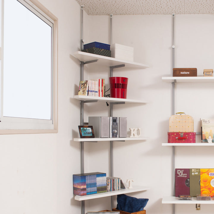 突っ張りコーナーラック幅90cm棚板2枚壁面収納日本製