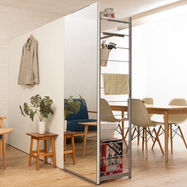 ハンガーラック間仕切りラック背面ミラーパネル幅60cm