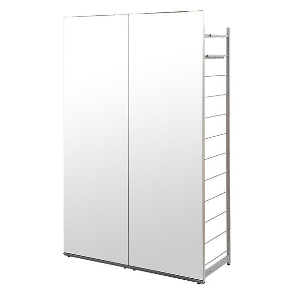 ハンガーラック間仕切りラック背面ミラーパネル幅120cm