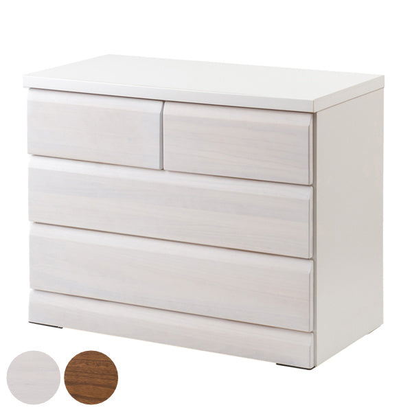 桐タンス 3段4杯 クローゼット収納チェスト キャスター付 幅80.5cm