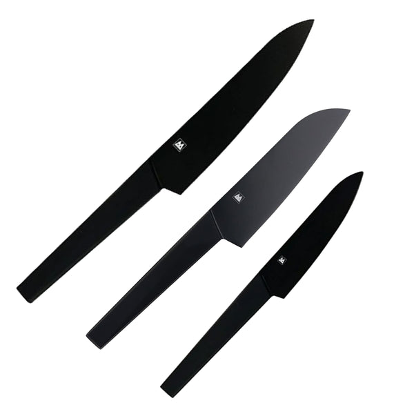 三徳包丁牛刀ペティナイフ3点セットバイアキッチンブラック