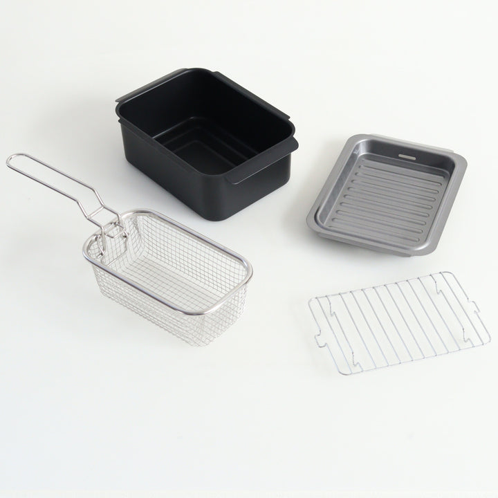 天ぷら鍋3点＆揚げ物ざるセットIH対応ポコフリット角型ワイド