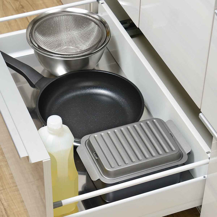 天ぷら鍋3点＆揚げ物ざるセットIH対応ポコフリット角型ワイド