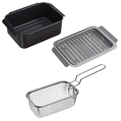 天ぷら鍋3点＆揚げ物ざる セット IH対応 ポコフリット 角型 ワイド