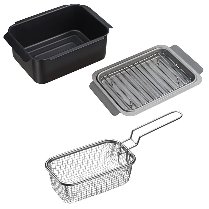 天ぷら鍋3点＆揚げ物ざるセットIH対応ポコフリット角型ワイド