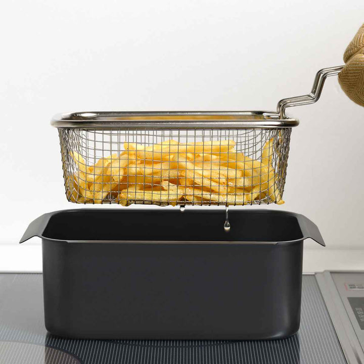 天ぷら鍋4点＆揚げ物ざるセットIH対応温度計付きポコフリット角型ワイド