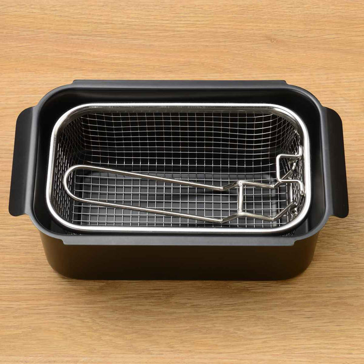 天ぷら鍋4点＆揚げ物ざるセットIH対応温度計付きポコフリット角型ワイド