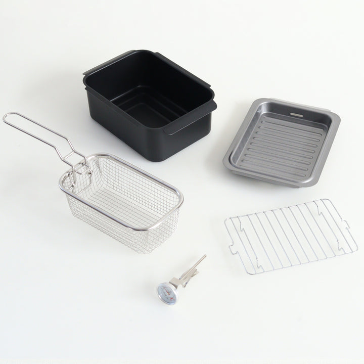 天ぷら鍋4点＆揚げ物ざるセットIH対応温度計付きポコフリット角型ワイド