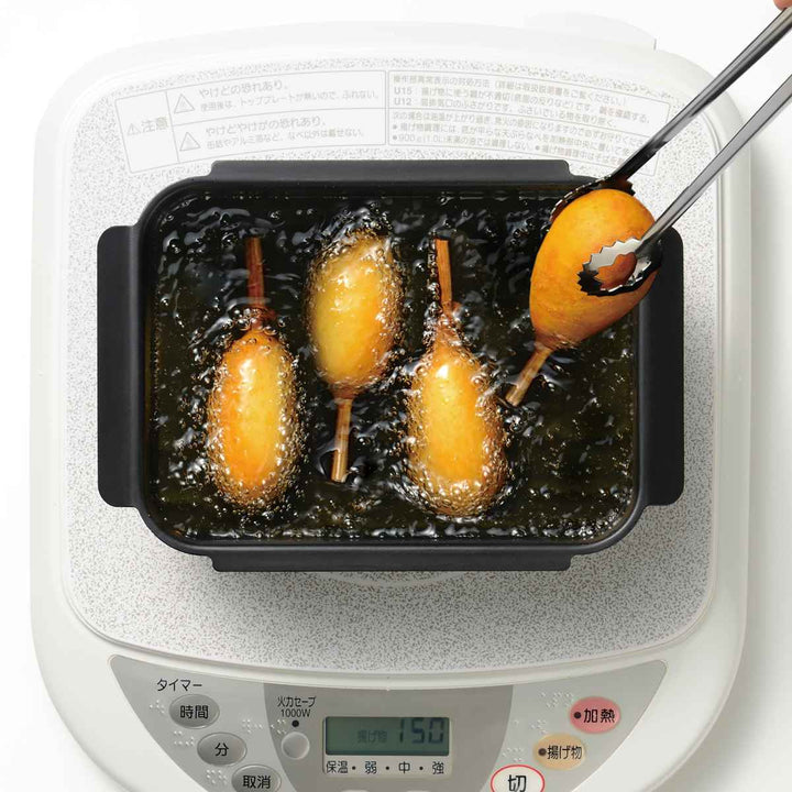 天ぷら鍋4点＆揚げ物ざるセットIH対応温度計付きポコフリット角型ワイド