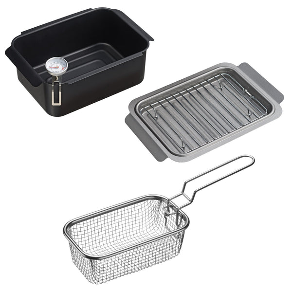 天ぷら鍋4点＆揚げ物ざるセットIH対応温度計付きポコフリット角型ワイド