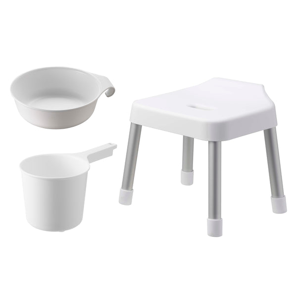 山崎実業MIST引っ掛け風呂イスSH30+マグネット＆引っ掛け湯おけ+マグネット手おけ3点セットミスト