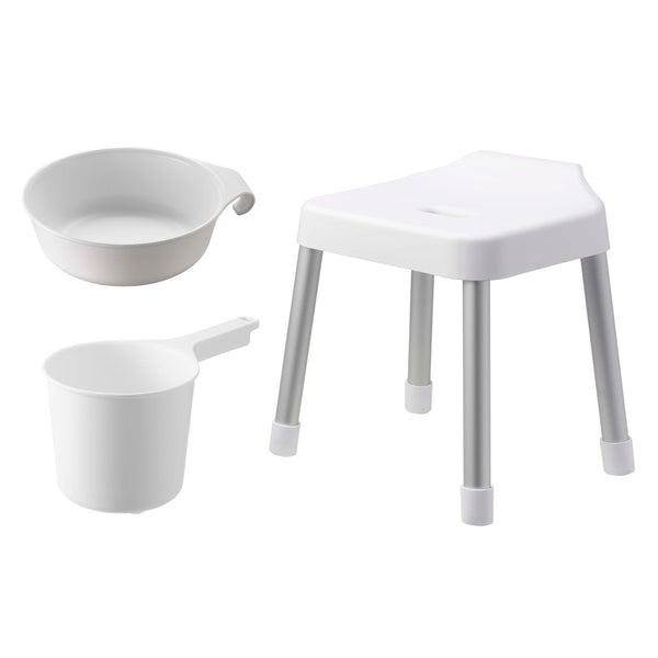 山崎実業MIST引っ掛け風呂イスSH35+マグネット＆引っ掛け湯おけ+マグネット手おけ3点セットミスト