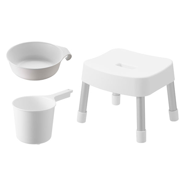 山崎実業MISTマグネット風呂イスSH25+マグネット＆引っ掛け湯おけ+マグネット手おけ3点セットミスト