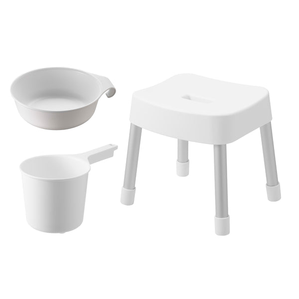 山崎実業MISTマグネット風呂イスSH30+マグネット＆引っ掛け湯おけ+マグネット手おけ3点セットミスト