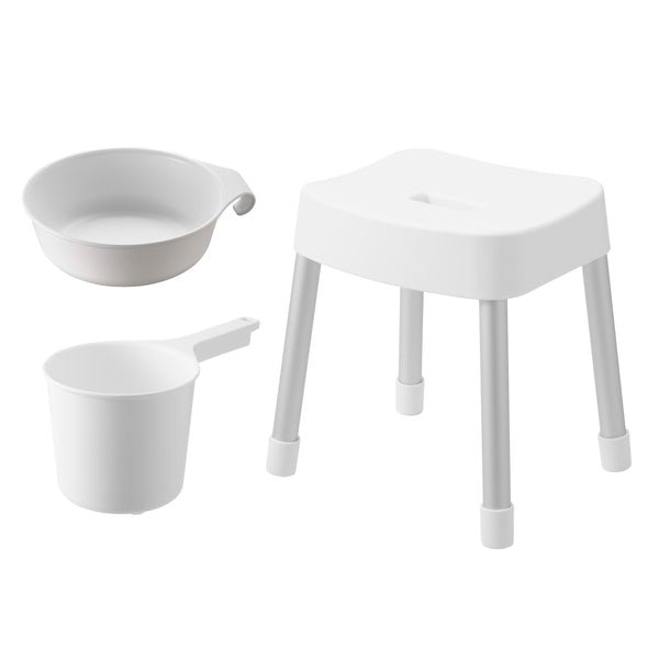 山崎実業MISTマグネット風呂イスSH35+マグネット＆引っ掛け湯おけ+マグネット手おけ3点セットミスト