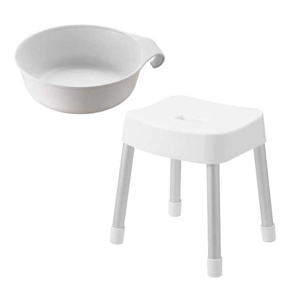 山崎実業MISTマグネット風呂イスSH35+マグネット＆引っ掛け湯おけ2点セットミスト