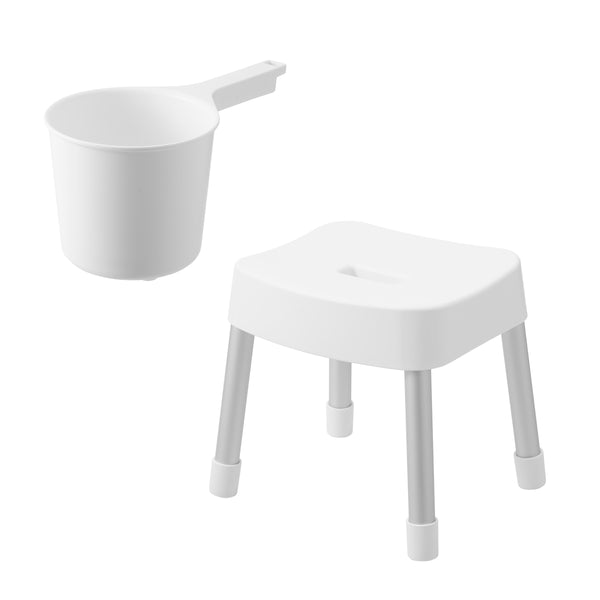 山崎実業MISTマグネット風呂イスSH30+マグネット手おけ2点セットミスト