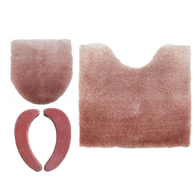 トイレセット 3点セット トイレマット 55×60cm 蓋カバー 兼用タイプ 便座シート 吸着タイプ グラデ