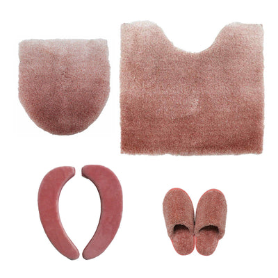 トイレセット 4点セット トイレマット 55×60cm 蓋カバー 兼用タイプ 便座シート 吸着タイプ スリッパ グラデ