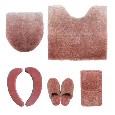 トイレセット 5点セット トイレマット 55×60cm 蓋カバー 兼用タイプ 便座シート 吸着タイプ スリッパ ペーパーホルダーカバー グラデ