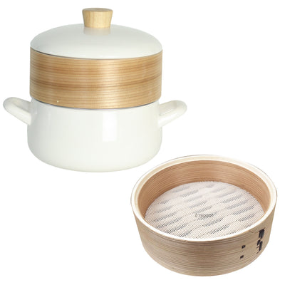 せいろ付きホーロー鍋 2段 20cm IH対応 ホーロー蓋付き 富士ホーロー Honey Ware