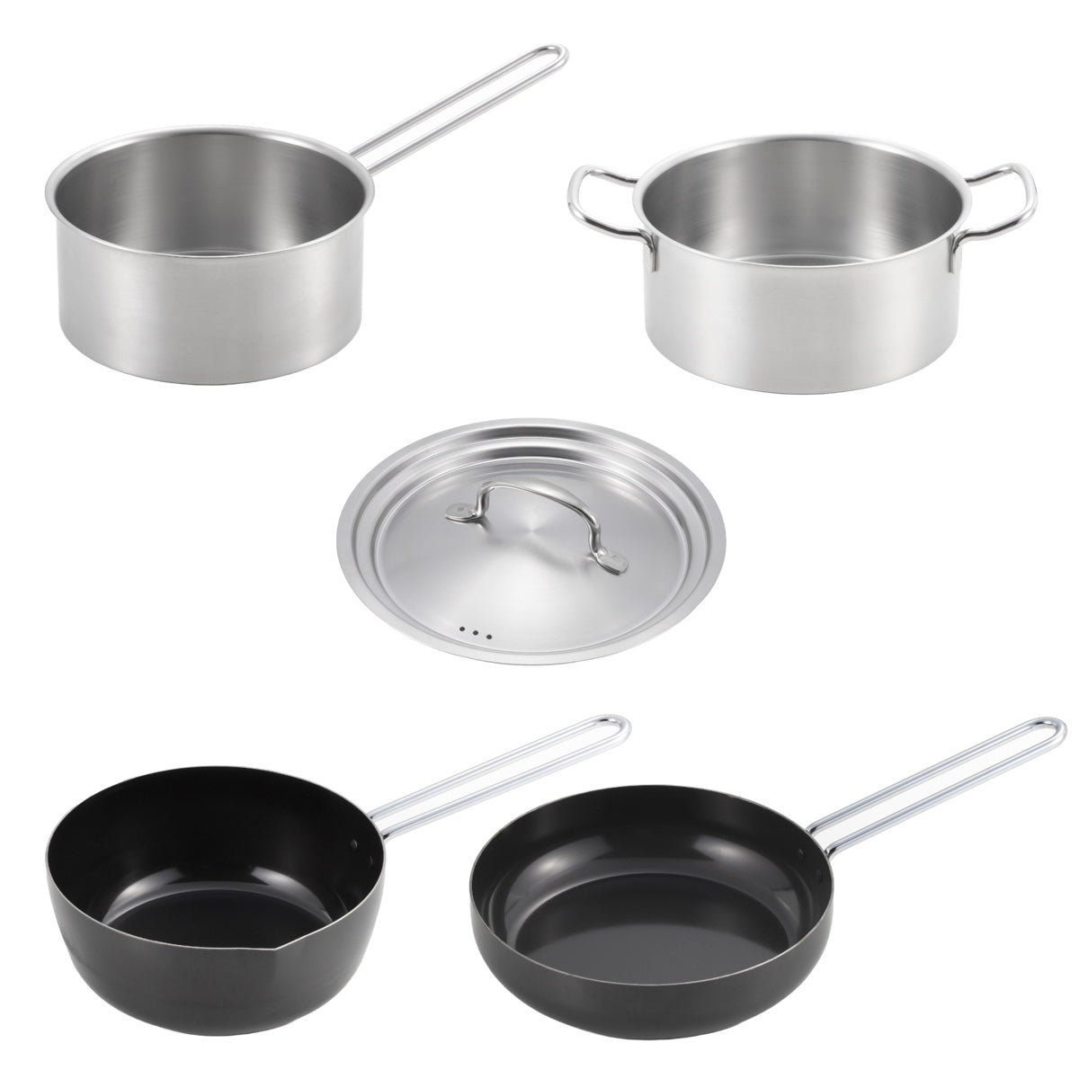 フライパン＆鍋 5点セット 18cm 20cm IH対応 シースタイル ステンレス