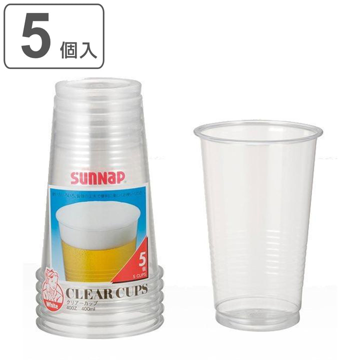 クリアカップ使い捨てクリアーカップLL400ml5個入