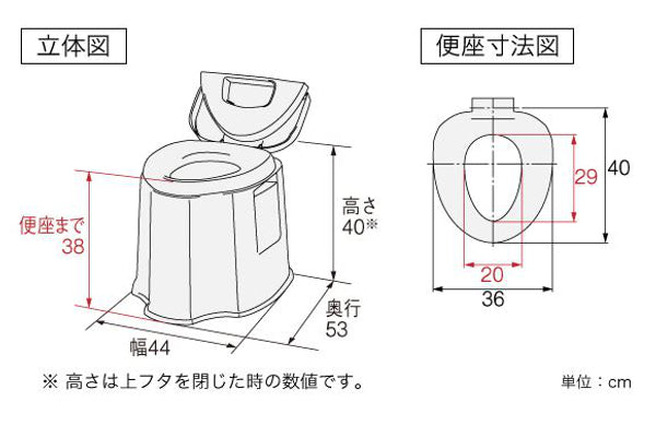 ポータブルトイレ 折りたたみ上蓋 抗菌加工 介護用 日本製