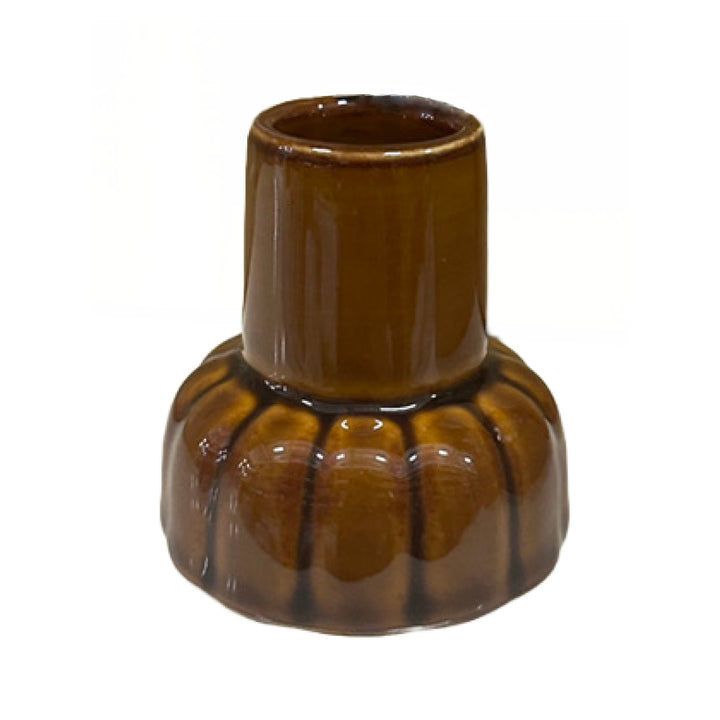 野線香立て 陶器 茶 底なし 仏具 -1