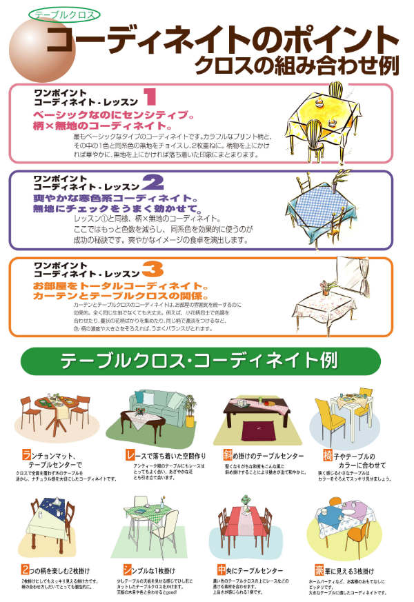 テーブルクロス 130×170cm エクシード リモージュ 撥水 樹脂製 すべり止めシート付き