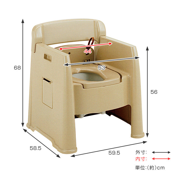 ポータブルトイレ 介護用 背付 樹脂製 日本製