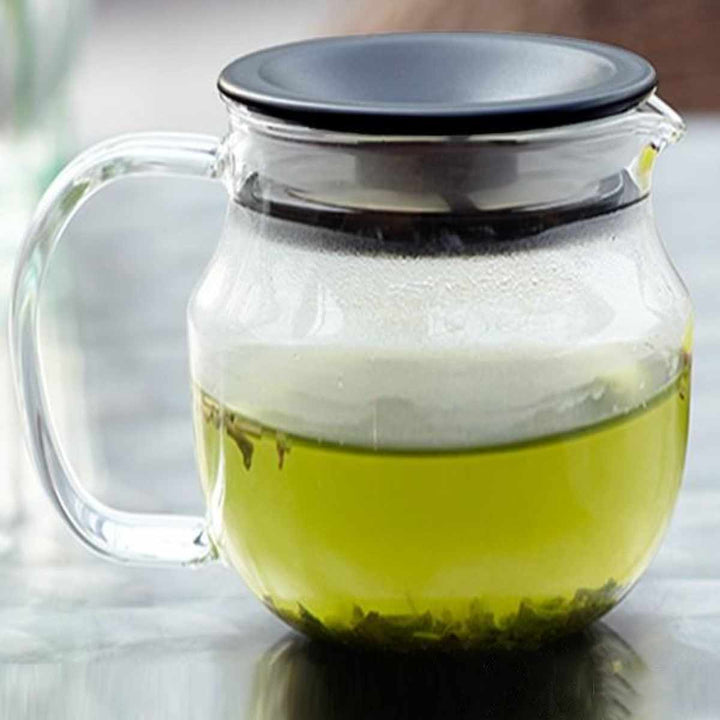 キントーティーポット450mlワンタッチティーポットステンレスフタ耐熱ガラス