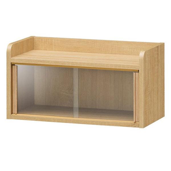 ミニカップボード　ガラス引戸　ナチュラル調　ホノボーラ　幅56cm