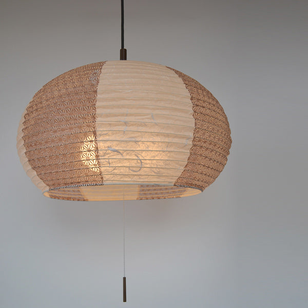 ペンダントライト　和紙　ペンダントランプ 雲龍ベージュX麻葉唐茶　3灯