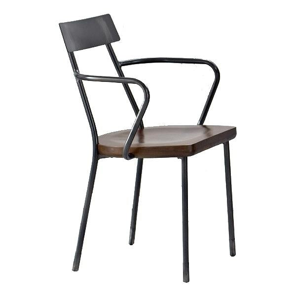 チェアー　メタルアームチェアー　ガンメタル