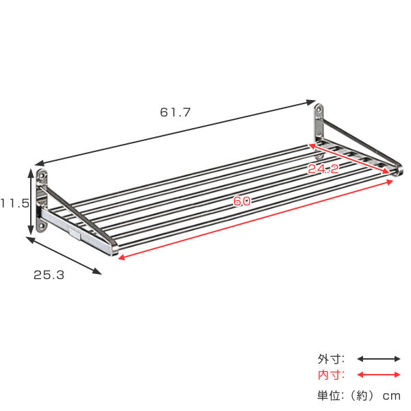 パイプ棚 水切り棚 幅60cm ねじ止めタイプ ステンレス -3
