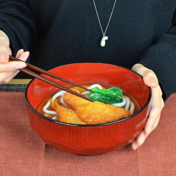 麺丼 プラスチック 食器 亀甲 溜 黒塗分 クリーンコート加工 食洗機対応