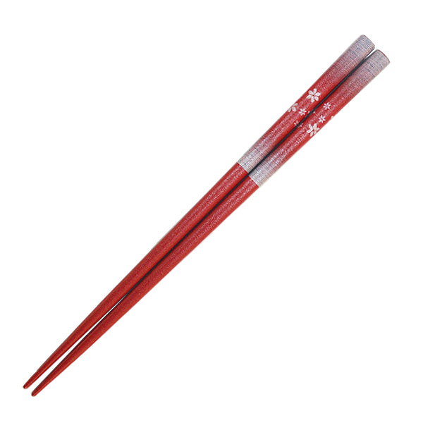 箸 20.5cm 和柄 花柄 赤 乾漆 木製