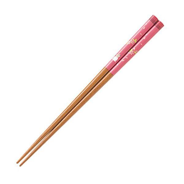 箸 20.5cm 四季ウサギ ピンク 乾漆 木製