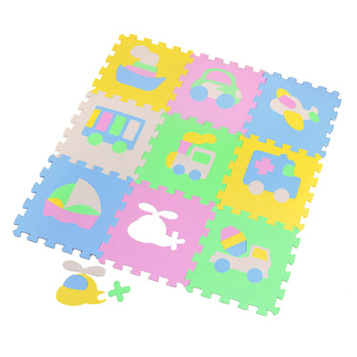 パズルマット ジョイントマット 乗り物 9枚入り 厚さ1cm