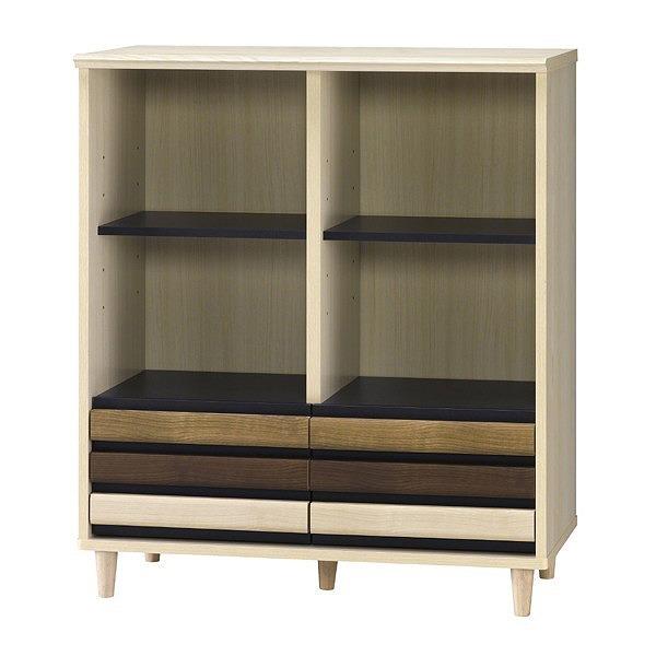 オープンラック　本棚　引出し付　北欧風　モダンデザイン　オルネ　幅79cm