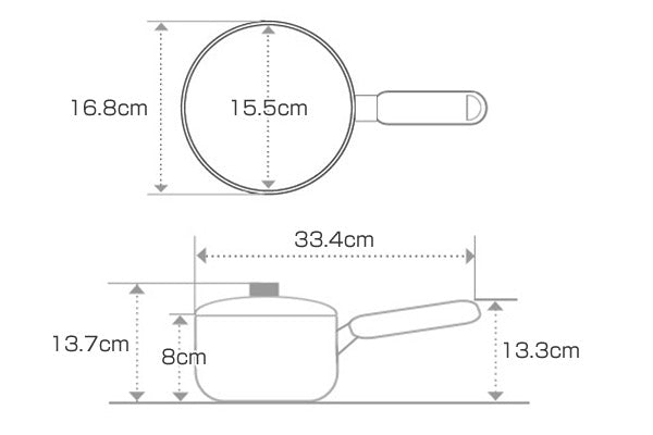 片手鍋16cmIH対応ノルディーズふっ素加工蓋付き