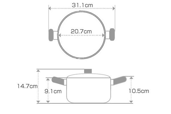 両手鍋20cmIH対応ノルディーズふっ素加工蓋付き