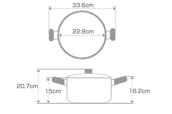 両手鍋22cmIH対応ノルディーズふっ素加工蓋付きシチューポット