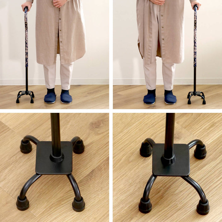 杖4点杖青花柄軽量多点杖ステッキ介護自立式