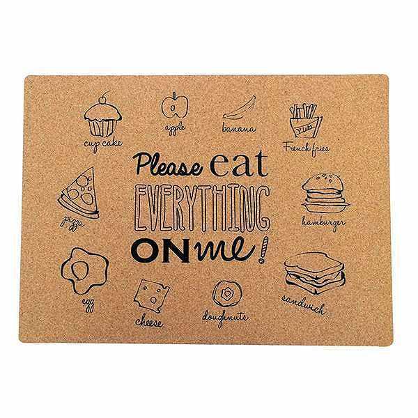 ランチョンマット　コルク　PLEASE EAT EVERYTHING ON ME　41×30cm