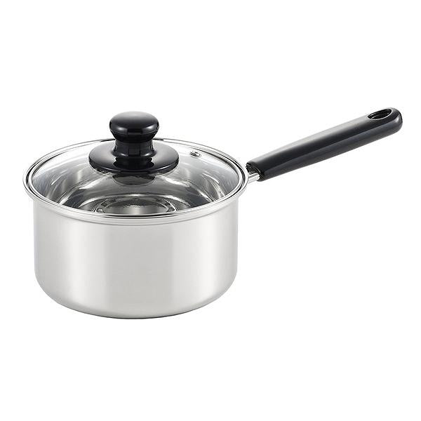 片手鍋　クックルック　16cm　ガラス蓋付き　ステンレス製　IH対応　日本製