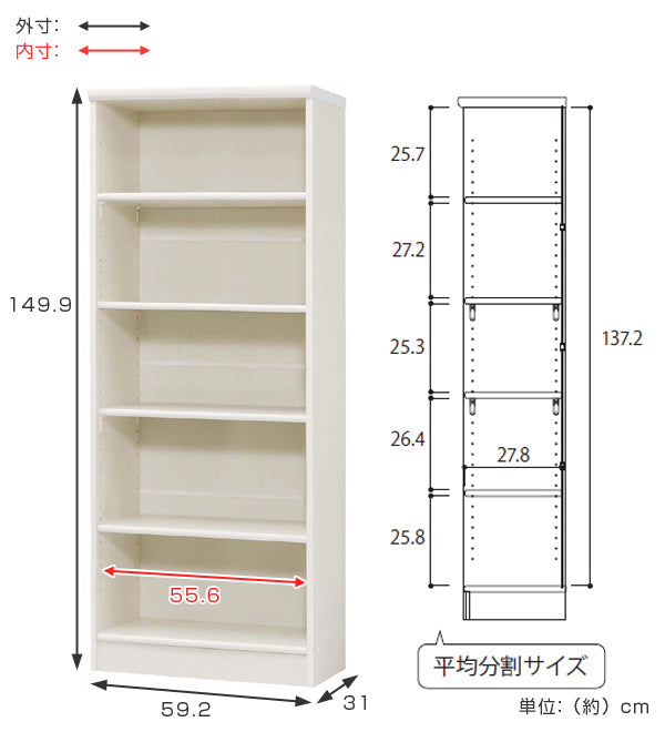 本棚 ブックシェルフ エースラック カラーラック 約幅60cm 約高さ150cm