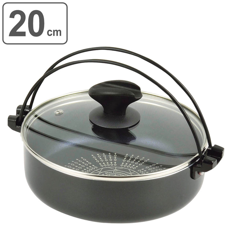 すき焼き鍋 NEW贅の極み ブルーダイヤモンドコート IH対応 ガラス蓋付 すきやき鍋 20cm -2